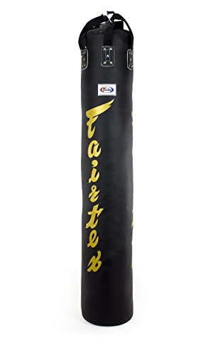 Fairtex HB6 Banana Heavy Bag, Muay Thai MMA Kickboxing Boxing Punching Bag - color: HB6 Black/Gold, size: Unfilled
