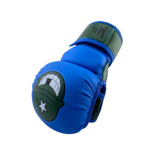 Milita MMA - 7oz MMA Sparring and Training Gloves, Open Palm, Men & Women & Children, Kickboxing, Boxing Mauy Thai, Hybrid MMA Grappling, Padded Fingerless Gloves - color: Blue & Green, size: Large