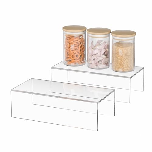 Acrylic Shelf Riser 10x4.7x3 pack of 2, Desktop Rectangular Acrylic Tray Pedestal Stand for Home Décor, Figures, Manga or Other Collectibles, 10x4.7x3 Inch - size: 10x4.7x3 Inch