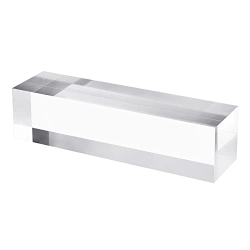 CiaoHER 2in Thickness Solid Acrylic Cube Display Block 2"x2"x8" | Clear Polished, Pedestal Stand Riser, Solid Base, 1 Pack