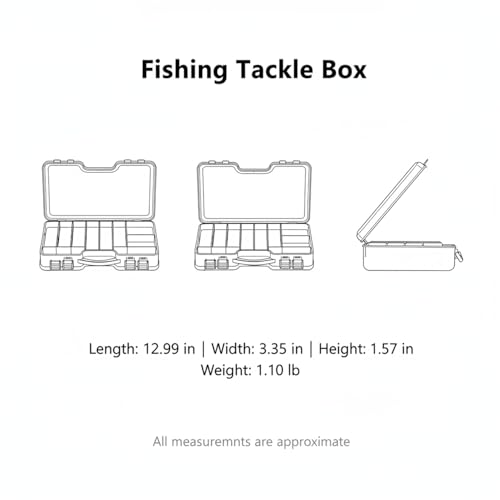 Portable Fishing Tackle Box with Handle, Durable PVC Storage Case for Lures and Hooks, 13 x 3.3 x 1.6 Inches - color: Yellow