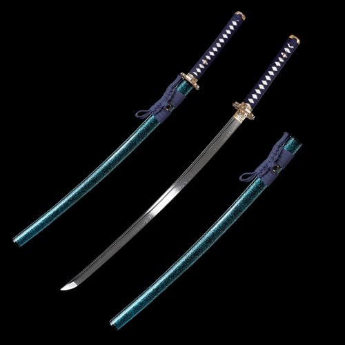 41-Inch Handmade Katana, Full Tang Clay-Tempered Spring Steel Collectible for Adults - color: L6-Steel 3