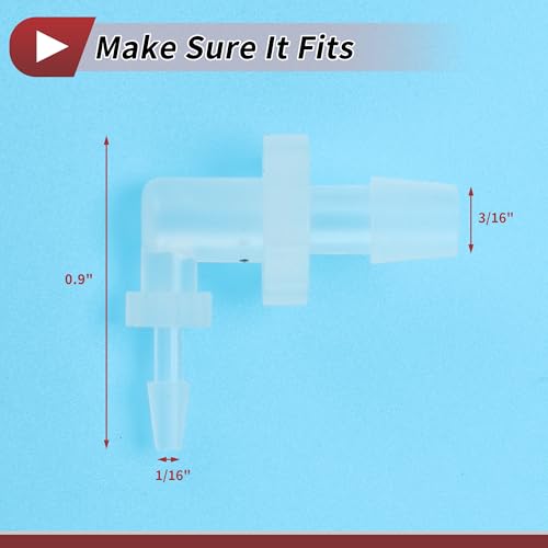 5 Pcs Aquarium Plastic Hose Barb Fitting 1/16" to 3/16" Hose Barb 90 Degree Elbow L Fitting Clear PP - size: 1/16"-3/16"