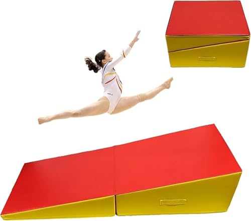 LICOME Foldable Gymnastics Wedge Mat Incline 2-in-1 Gym Pad With Carry Handle for Yoga Tumbling Taekwondo Martial Arts Cheerleading Dance - size: 200x70x45cm