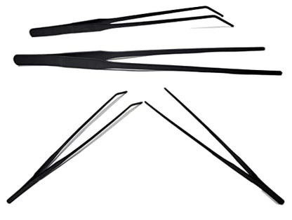 2Pcs 10.5" Reptile Stainless Steel Long Tweezers Feeding Tongs, Lizards Snake Gecko and Tarantula Supplies, Terrariums Aquarium Fish Tank Tools - 10.5" Black 2Pcs