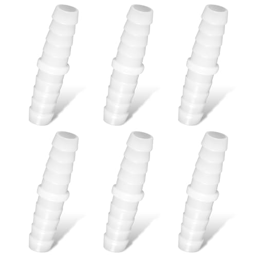 6 Pcs Plastic 3/8 Barb Fitting, 3/8" x 3/8" Barbed Hose Connector Barbed Splicer 3/8 Hoses Repair Kits Soaker Hoses Repair Kit for Household Fuel Adapters Gas Aquarium Liquid Repairing