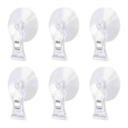 6pcs Aquarium Suction Cup with Clips, Clear Fish Feeding Tool Strong Veggie Feed Holder Plant Leaf Clip for Fish Tank Accessories