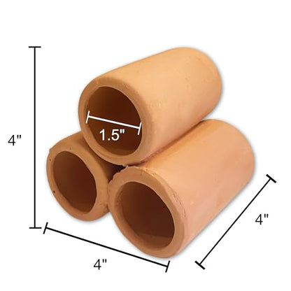 Triple Stacked Ceramic Pleco Cave – 4" x 4" x 4" – 3 Tubes with 1.5" Openings for Cichlids & Plecos