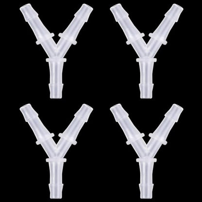 Hose Barb Fitting Equal Barbed,4 Pcs 3/16" Y Shaped Plastic Tubing Joint 3 Way Polypropylene Pipe Connectors Air Pump Accessories Splicer Mender Adapter Union Boat Water Air O2 Fuel