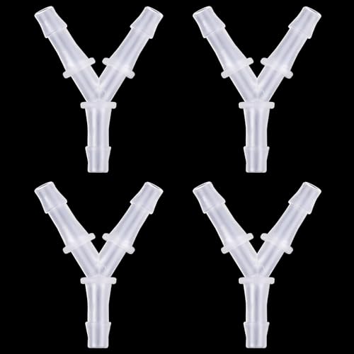 Hose Barb Fitting Equal Barbed,4 Pcs 3/16" Y Shaped Plastic Tubing Joint 3 Way Polypropylene Pipe Connectors Air Pump Accessories Splicer Mender Adapter Union Boat Water Air O2 Fuel