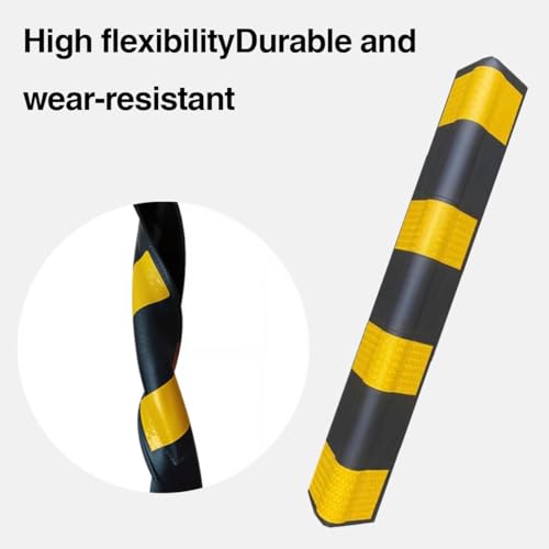 Reflective Foam Corner Pad, Self-Adhesive Wall Shield, Anti-Collision Strip with Strong Grip, Flexible Barrier for Rough Cement, Factory Parking Areas(Black,Style 2_10MM/0.39IN)