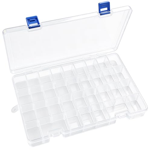 Qualsen 34 Grid Plastic Organizer box with Adjustable Dividers, Fishing Tackle Box and Bead Organizer Box for Jewelry, screw, Earrings, Art Craft, Tools, Fishing Hooks, and Small Accessories