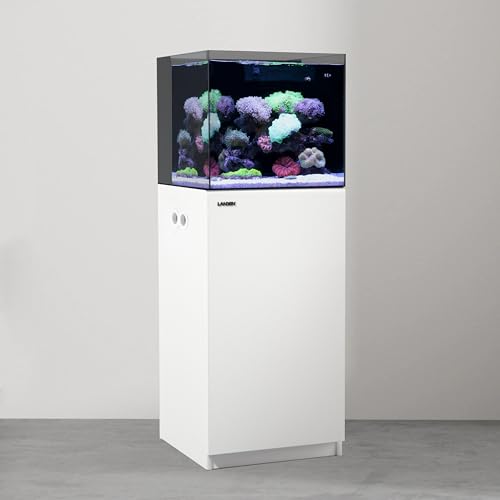 Aquarium Wooden Stand and Cabinet for up to 20 Gal Tank, W17.7xD17.7xH31.5 in, Fish Reptile Sea Salt Water Tank Stand, Nano Foam Leveling Mat Included, Matte White Painted(Stand Only) - color: White-Fig8_Inlet, size: W17.7xD17.7xH31.5in(45x45x80cm)