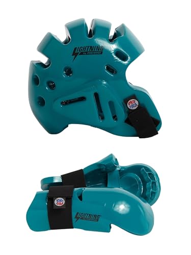 Proforce Lightning Martial Arts Protective Sparring Gear Bundle - Headgear/Gloves - color: Teal, size: Child Large