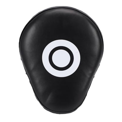 RiToEasysports Boxing Punching Mitt, PU Leather Curved Boxing Pad with Adjustable Strap, Training Hand Pad for Taekwondo Muay Thai, Adults Kids All Skill Levels - color: Black White
