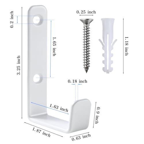 Heavy Duty Hooks, Stainless Steel Hooks for Hanging, Wall Mount Hook, Coat Hook, Wall Hooks Towel Hook Garage Holder Screw Hanger, Utility Hooks, 6 Pack (White) - color: White