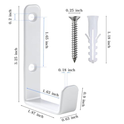 Heavy Duty Hooks, Stainless Steel Hooks for Hanging, Wall Mount Hook, Coat Hook, Wall Hooks Towel Hook Garage Holder Screw Hanger, Utility Hooks, 6 Pack (White) - color: White