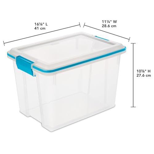 Sterilite 6-Pack Gasket Box, Clear Plastic Storage Bins with Latching Lids, 20 Qt - Large Stackable Tote Containers for Home, Closet, Bathroom, and Office Organization