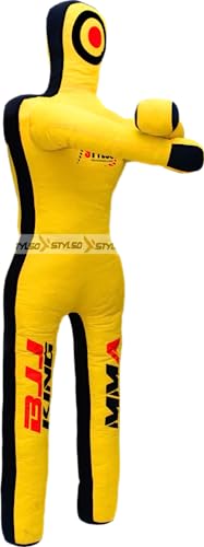 Unfilled Grappling Dummy – Adult Life Size Wrestling & BJJ Training Dummy, MMA Jiu Jitsu Judo Takedown & Throwing Practice, Heavy-Duty Triple-Stitched Canvas Submission Dummy - color: Yellow, size: 6ft / 72"