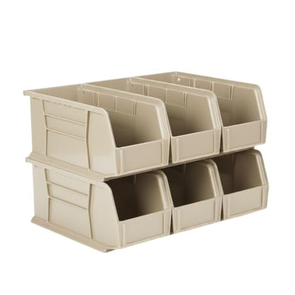 HE HUDSON EXCHANGE 11" x 5.5" x 5" (6 Pack) Plastic Stackable Storage Bin, Stone - color: Stone, size: 6 Pack