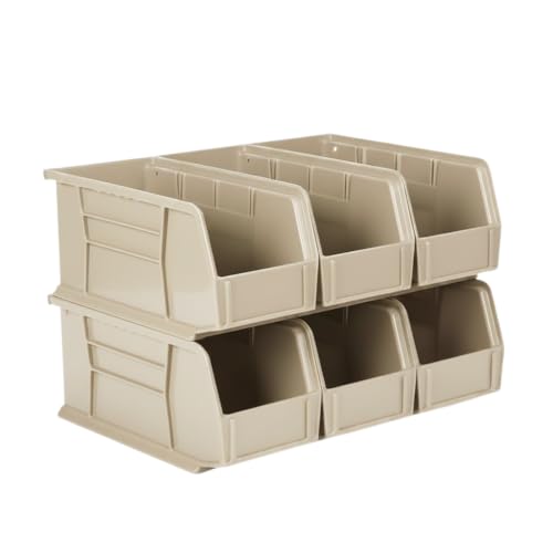 HE HUDSON EXCHANGE 11" x 5.5" x 5" (6 Pack) Plastic Stackable Storage Bin, Stone - color: Stone, size: 6 Pack