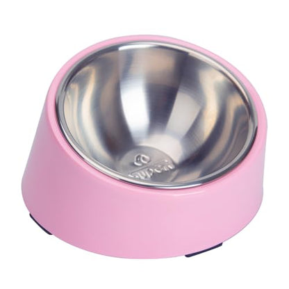 Super Design Mess Free 15° Slanted Bowl for Dogs and Cats, Tilted Angle Bulldog Bowl Pet Feeder, Non-skid & Non-spill, Easier to Reach Food M/1.5 Cup Light Pink