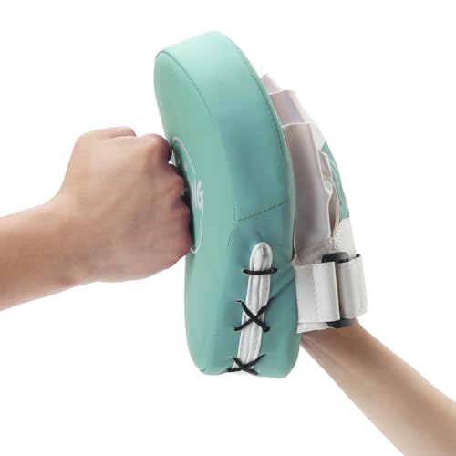 Valleycomfy Boxing Pads Curved Focus Punching Mitts for Men Women - color: Cyan