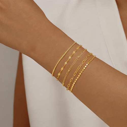 18K Gold Plated Small Cross Bracelet for Women | Tiny Cute Cross Bracelets | Beaded Bracelet | Hip Hop Knot | Hand Chain Bracelets | Gold Jewelry Gifts for Women - color: Gold Hand Chain 3#