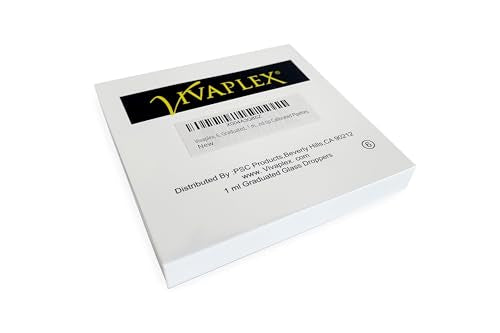 Vivaplex, 6, Graduated, 1 ml Glass Eye Droppers. Assorted Pack of Long and Short, Straight tip, Bent tip, and Round tip Calibrated Pipettes.