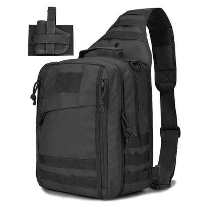 REEBOW GEAR Tactical Sling Bag Single Shoulder Every Day Carry Backpack - color: Style 07 Black