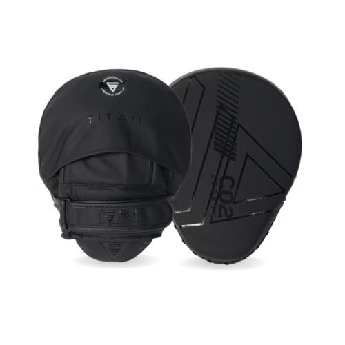 Titan Focus Mitts, Curved Boxing Pads, MMA Training Hand Pads, Black