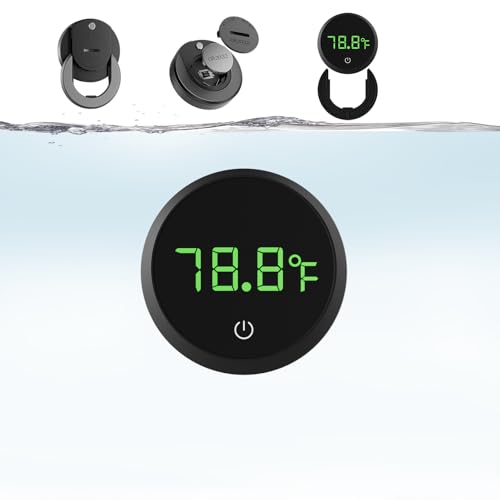 Aquarium Digital Thermometer Cordless Replaceable Battery LED Display Temperature Measurement Error ±0.9℉(US Patent Number:D1038779S)
