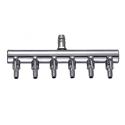 6-Way Aquarium Air Flow Control Lever Valve Chromium Copper Distributor Fish Tank Splitter Pump Accessories 1Pcs