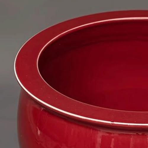 Fish Bowls Hydroponic Plant Container Ceramic Red Fish Tank Living Room Turtle Basin Floor-standing Fish Tank Study Painting And Calligraphy Tank Storage Bucket Ornaments Aquarium Entry Fish Tank