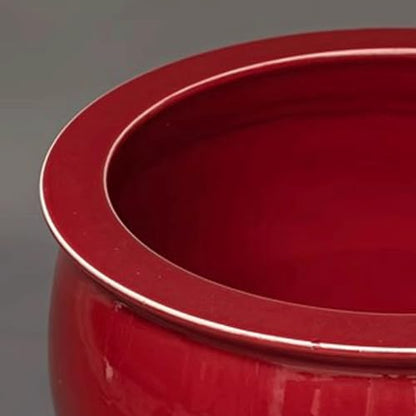 Fish Bowls Hydroponic Plant Container Ceramic Red Fish Tank Living Room Turtle Basin Floor-standing Fish Tank Study Painting And Calligraphy Tank Storage Bucket Ornaments Aquarium Entry Fish Tank