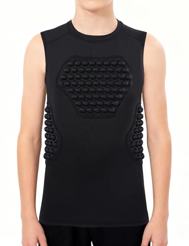 Roadbox Youth Baseball Chest Protector Padded Compression Shirt Heart Guard - color: 01 Black, size: Small