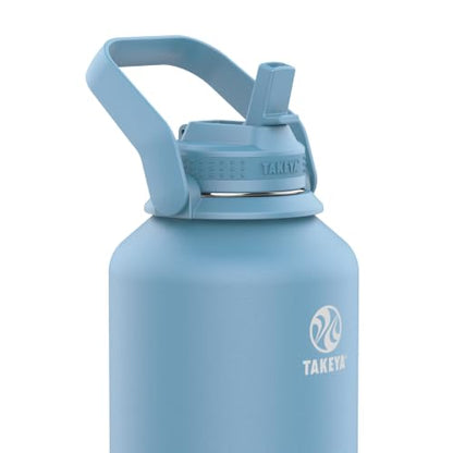 Takeya 64 oz Actives Stainless Steel Water Bottle with Straw Lid – Leakproof, Double-Wall Insulated, Keeps Drinks Cold 24 hrs/Hot 12 hrs, BPA-Free, Powder-Coated, Gym & Travel, Bluestone - color: Bluestone, size: 64 Ounces