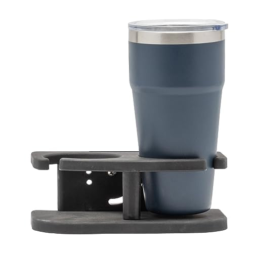 Extreme Max 3005.5689 Adjustable 2-Drink Mug Cup & Can Holder for Horizontal and Vertical Round Pontoon Rails - Black