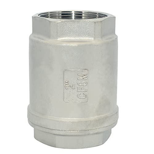 2" NPT Female WOG1000 Check Valve,Spring Loaded In-line Low Cracking Pressure,Stainless Steel SS316 CF8M