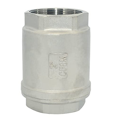2" NPT Female WOG1000 Check Valve,Spring Loaded In-line Low Cracking Pressure,Stainless Steel SS316 CF8M