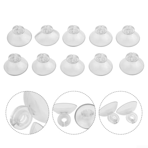 Aquarium Fish Tank Suction Cups Holder Set 10pcs Clear Plastic Suckers Clips Pads for Air Line Pump Tube, 2.5cm Diameter Suction Cup with 5mm Clip