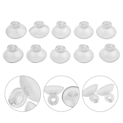 Aquarium Fish Tank Suction Cups Holder Set 10pcs Clear Plastic Suckers Clips Pads for Air Line Pump Tube, 2.5cm Diameter Suction Cup with 5mm Clip