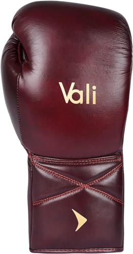 Vali Lancer Leather Lace Up Boxing & MMA Gloves for Pros Sparring - color: Red, size: 12OZ