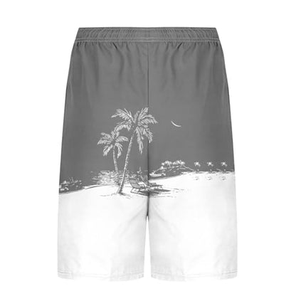 Men's Swim Trunks with Compression Liner Drawstring Bathing Suits Board Beach Shorts with Pockets - color: Gray, size: Medium