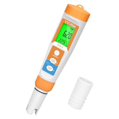 Pool Salt Tester New Update 5 in 1 pH TDS EC Salinity Meter for Saltwater Swimming Pools Hot Tub Digital Salinity Tester for Saltwater Aquarium Water More Accuracy pH and ppm Meter Hydroponic… - color: 5 IN 1 Orange Color