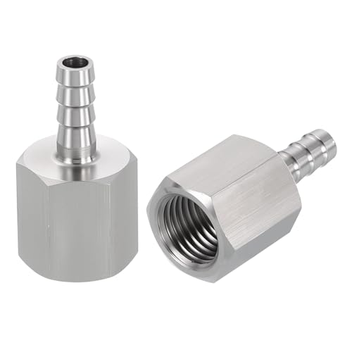2 Pack 304 Stainless Steel Hose Barb to NPT Female Adapter, 3/8" Barb x 3/8" NPT Female for Industrial, Automotive, Fluid Transfer, Home Gardening, and Water Treatment - size: 3/8" Barb To 3/8" NPT Female