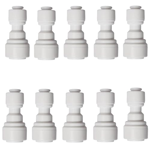 10 PCS OD Reducing Union Connector 1/4 inch to 3/8 inch OD Quick Straight Push Connector Water Tube Pipe Fitting Kit for RO Water Systems Purifiers Filters - style: 3/8" -1/4"straight connect(10)
