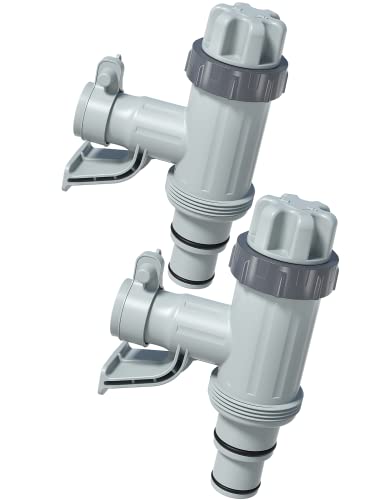 Above Ground Swimming Pool Hose Adapter with Plunger Valve and Pipe Holder - Replacement Parts for Pool Pump System (Round Top 2 PACK) - style: Round Top 2 PACK