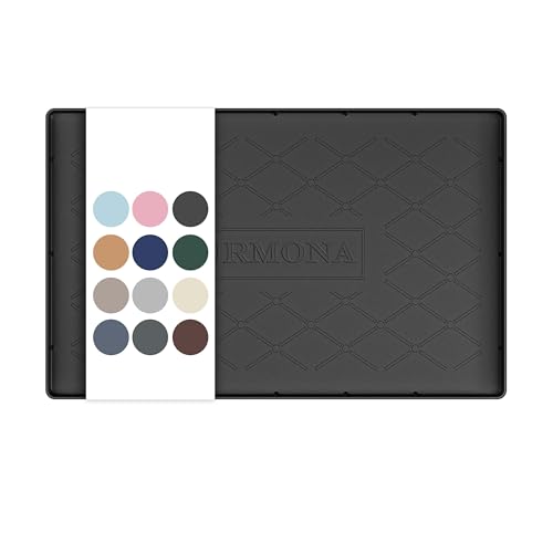 19" x 12" Waterproof Silicone Mat in Multiple Sizes & Colors, Under Sink Mat for Kitchen & Bathroom, Pet Food Pad for Dogs & Cats, Kitchen Cabinet Liner, Multi-Purpose for Storage(Black)