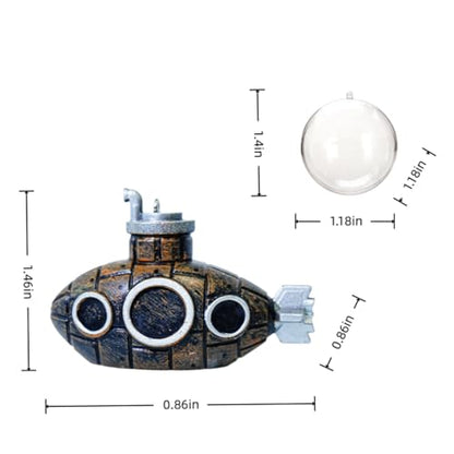 2Pcs Floating Fish Tank Decoration, Retro Submarine Set, Aquarium Resin Fish Tank Accessories